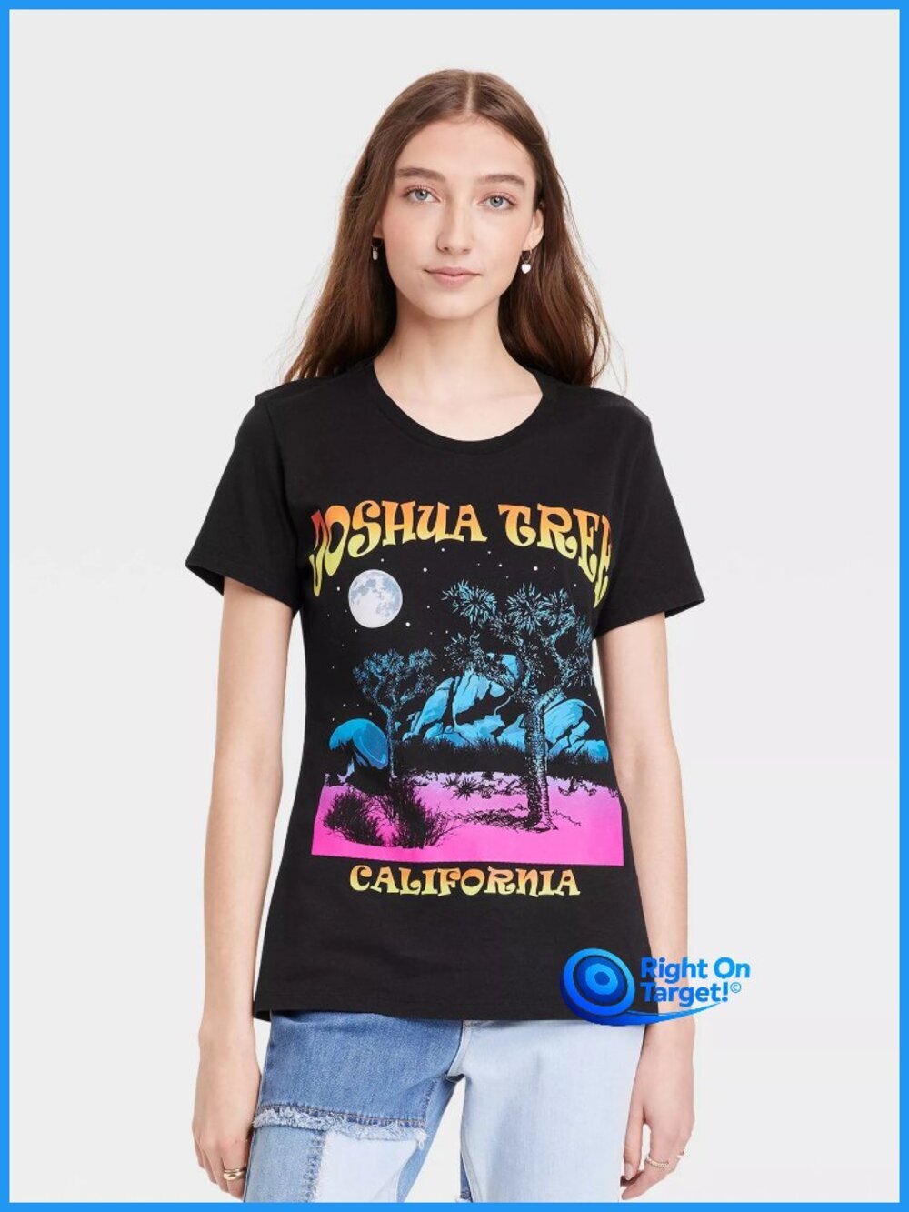XL - Womens Joshua Tree Boyfriend Short Sleeve Graphic T-Shirt - Black